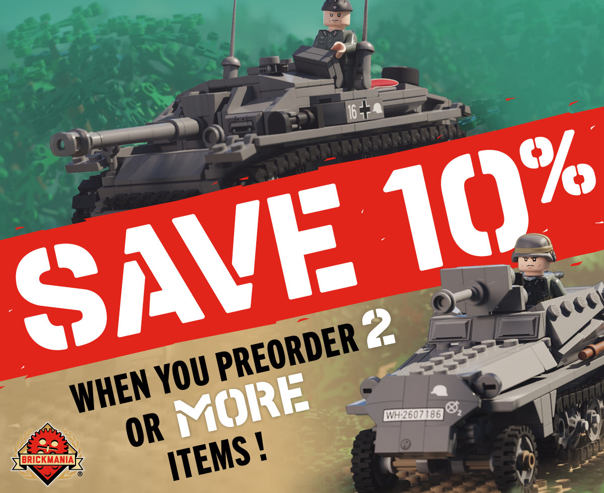 Preorder two or more items, get 10% OFF your preordered items from Brickmania! Preorder two or more items, get 10% OFF your preordered items from Brickmania!