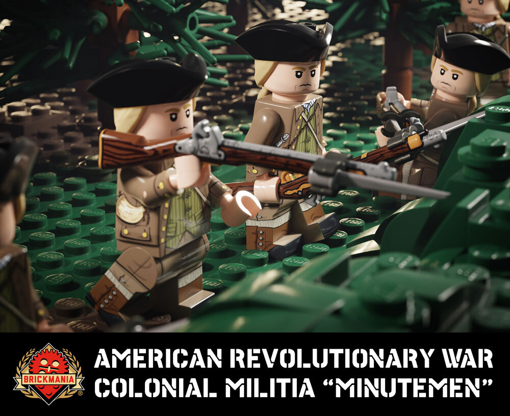 American Revolutionary War Colonial Militia "Minutemen" with Perfect Caliber™ BrickArms® Flintlock Musket & Bayonet American Revolutionary War Colonial Militia "Minutemen" with Perfect Caliber™ BrickArms® Flintlock Musket & Bayonet