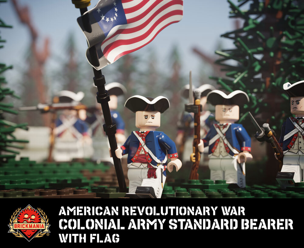 American Revolutionary War Colonial Army Standard Bearer with Flag American Revolutionary War Colonial Army Standard Bearer with Flag