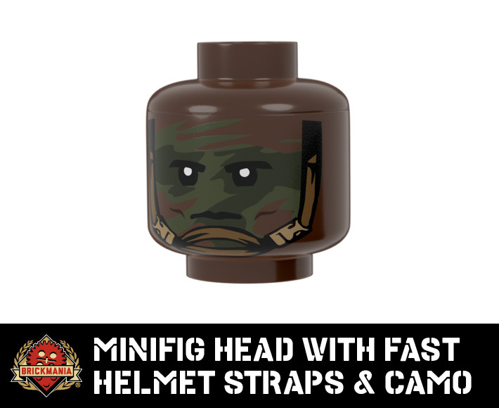 Minifig Head with Fast Helmet Straps & Camouflage Minifig Head with Fast Helmet Straps & Camouflage